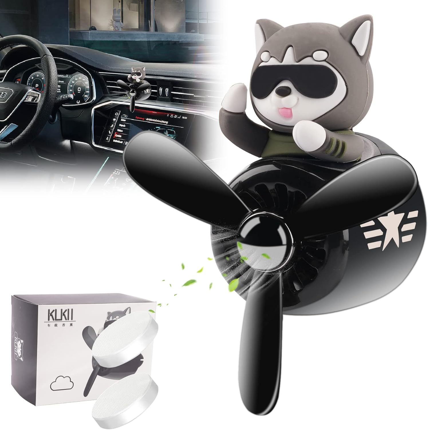 Jimtyee Car Air Freshener Cute Cartoon Bear Pilot Car Diffuser Rotating Propeller Automotive Air Outlet Fan Creative Car Perfume Decoration Cool Car Accessories