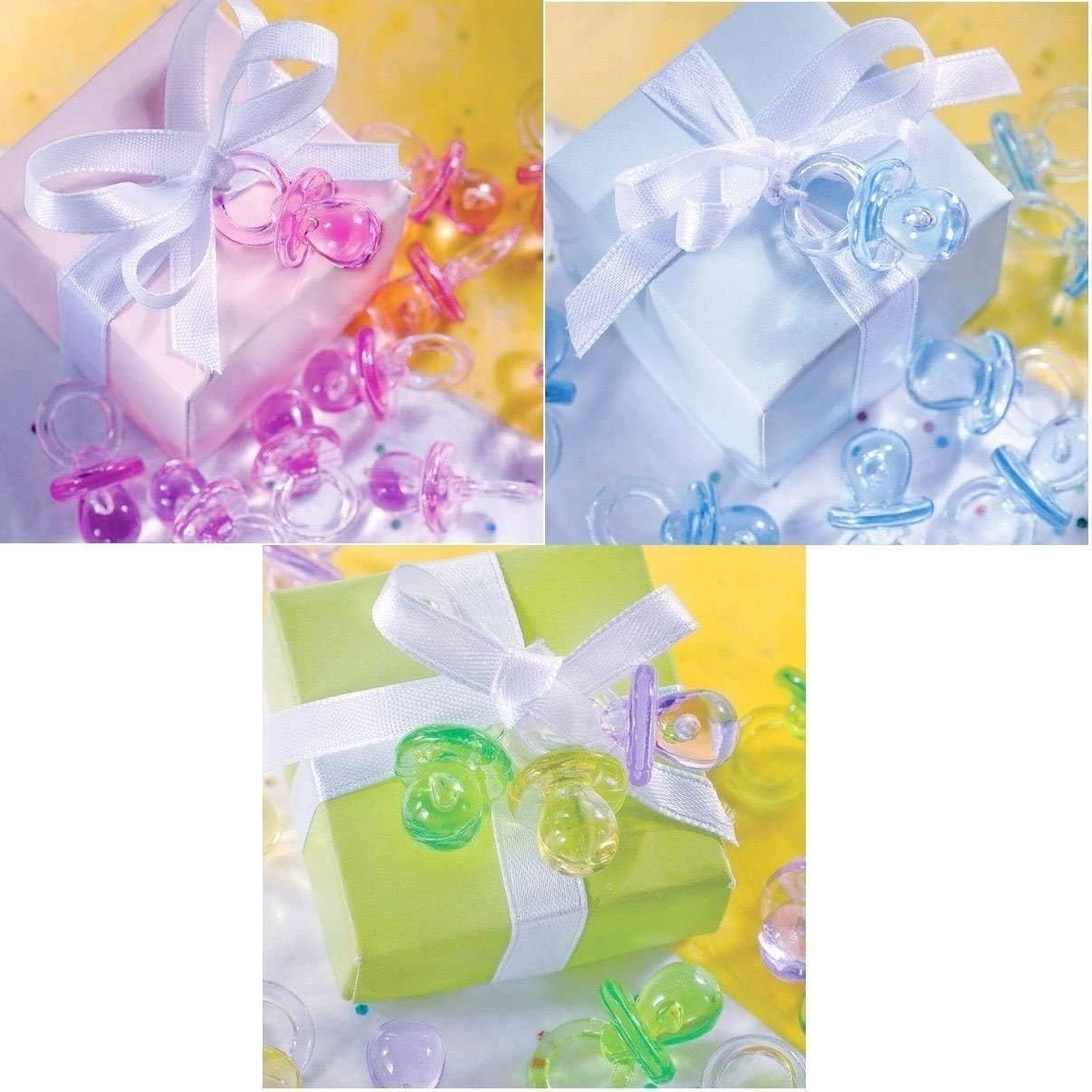 Mini Dummy Pacifier Soothers,100 Pack Acrylic Decorative Dummies Clear Table Scatter Confetti for Babyshower Baby Shower Christening Wedding Birthday Kids Party Muticolor image number 3