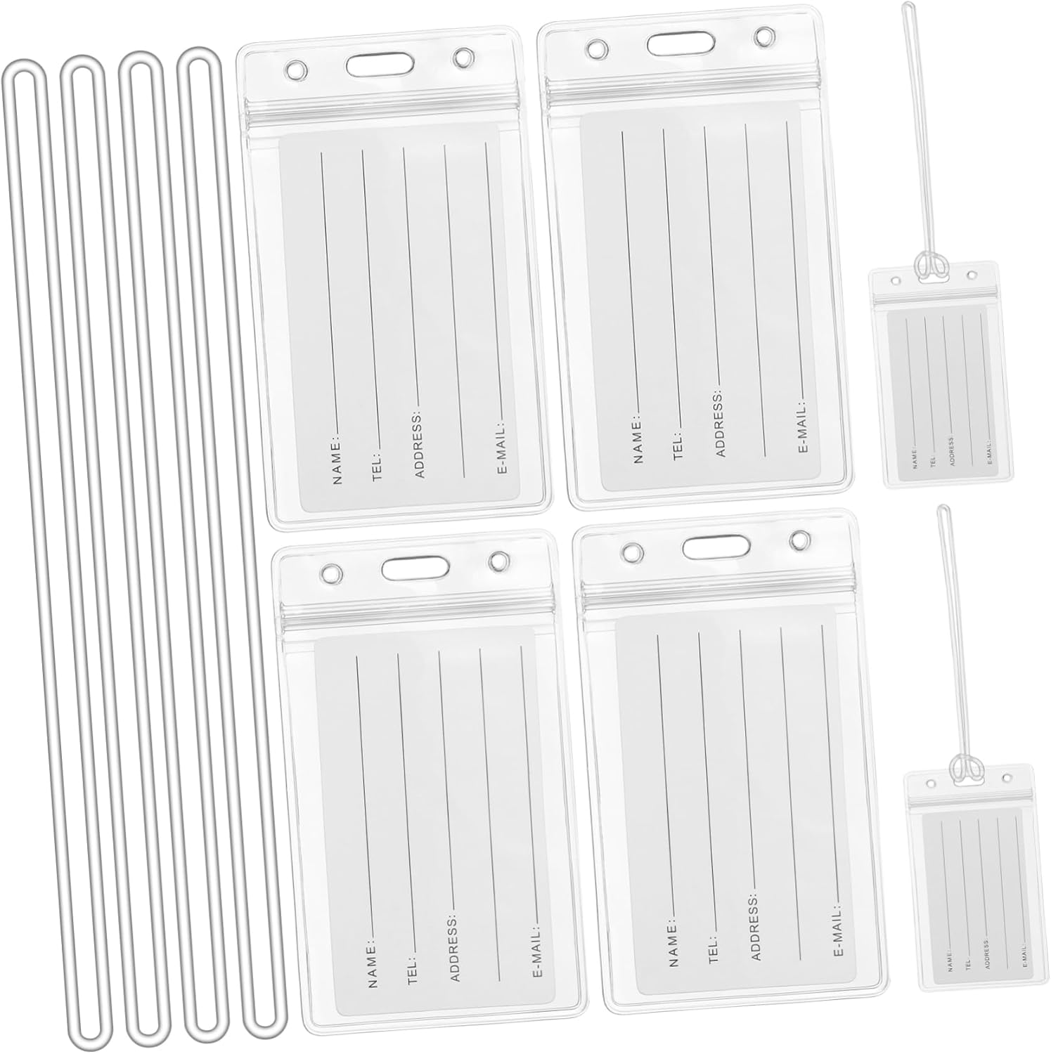 JEWEDECO Name Badge Holder Resealable Closure Luggage Tag Bag for Easy Identification Card Sleeve image number 6