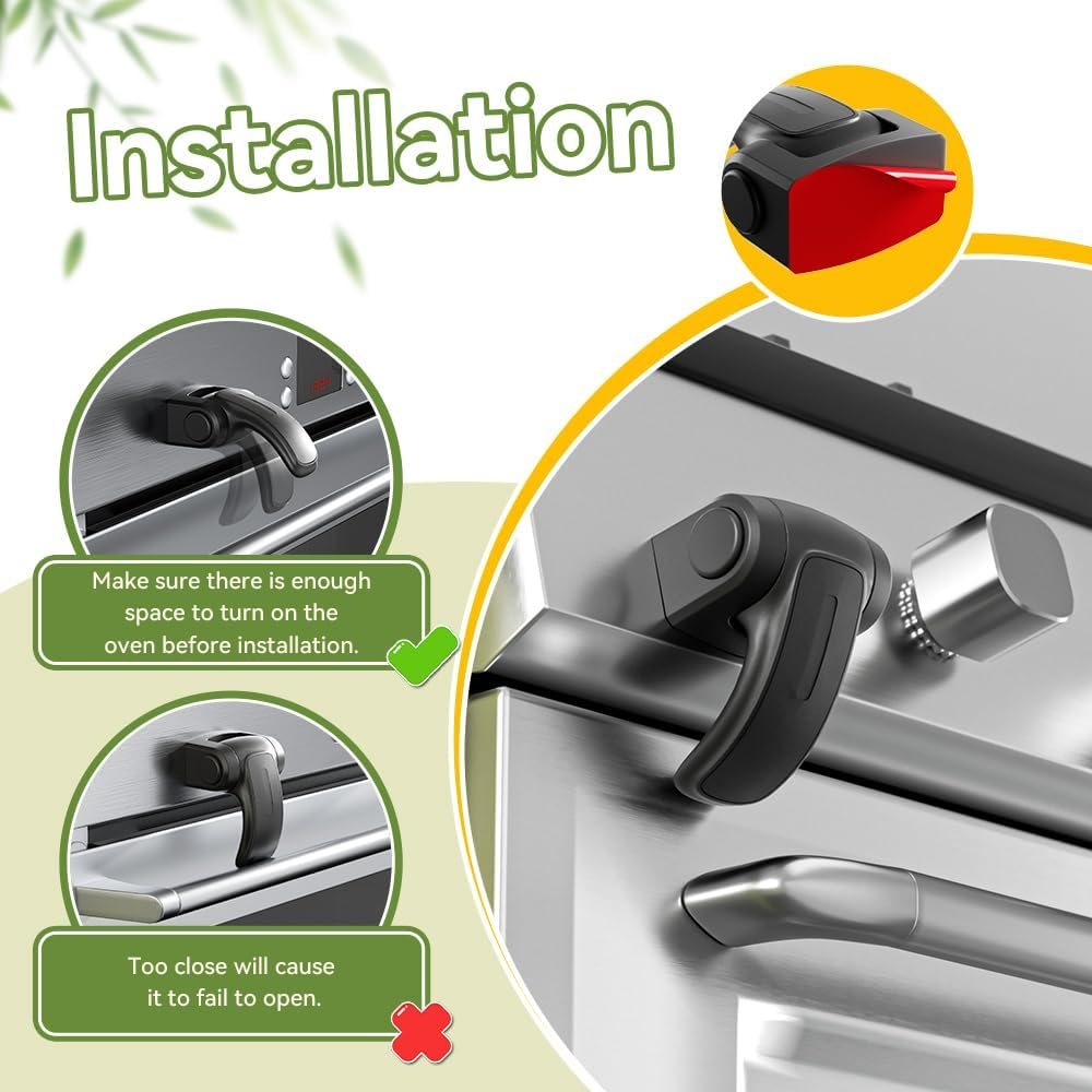 SAFELON 1 PC Baby Safety Oven Door Lock, Kitchen Safety Locks for Babies, Childproof Oven Locks for Kids, Heat-Resistant, No Screws & Drilling (Black) image number 4