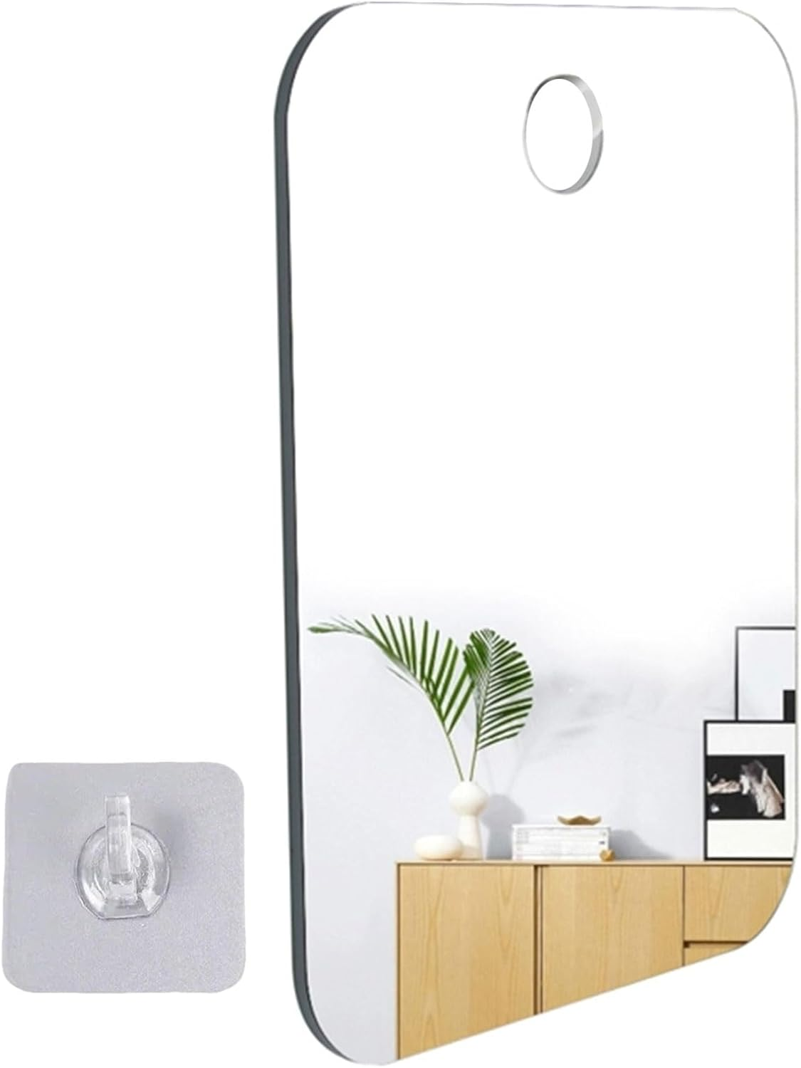 Xolixorium Fogless Shower Mirror 17X13Cm with Enhanced Suction Cups, Anti-Fog Bathroom Wall Mirror for Shaving, High Clarity Waterproof Vanity Mirror with Hanging Hooks image number 3