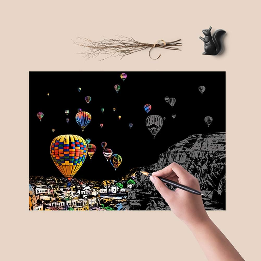 Scratch Art for Kids & Adults, Rainbow Engraving Painting Landscape Scratchboard(A4) Crafts Set: 8 Sheets with 4 Tools - New York, Statue of Liberty, Golden Gate Bridge, Manarola (America/Europe) image number 1