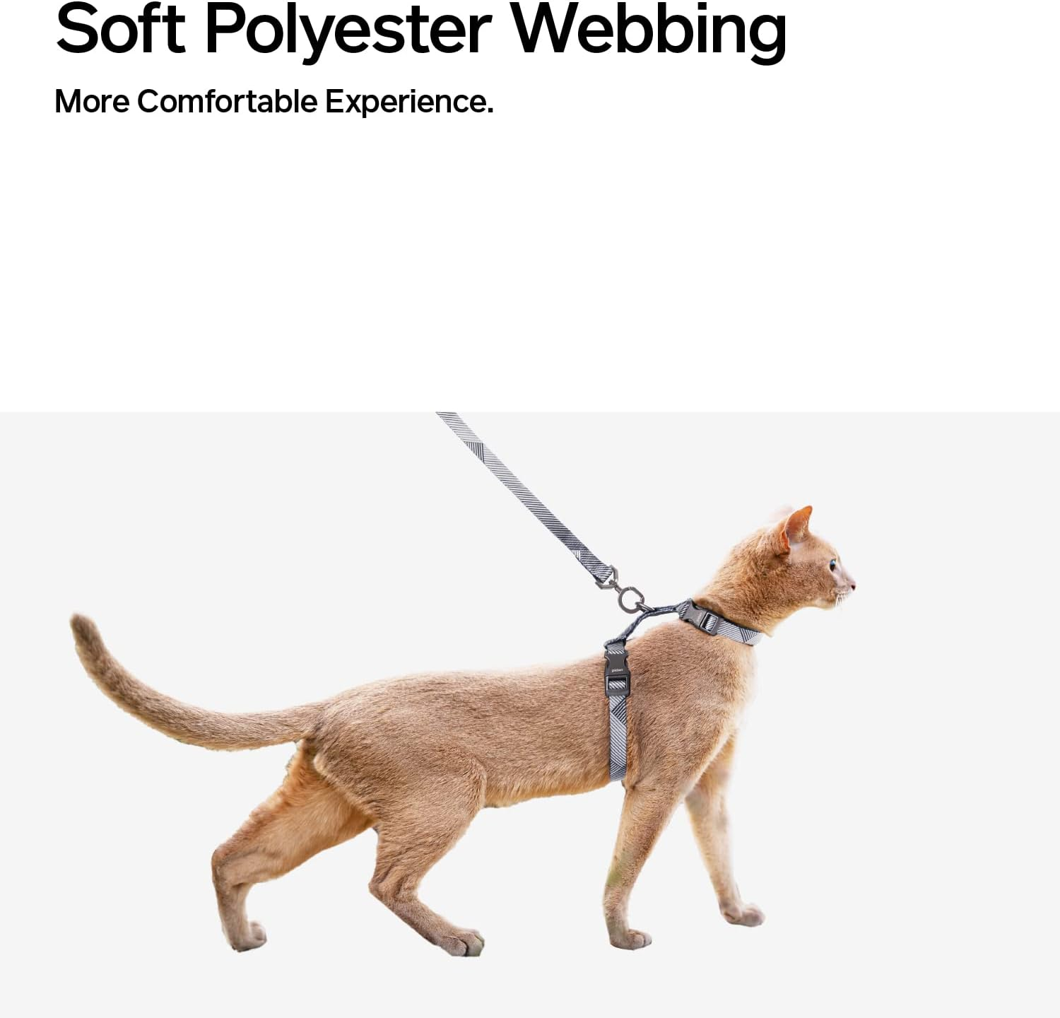 Pidan Cat Harness and Leash, Escape Proof Adjustable Cat Harness for Large and Small Cats, Lightweight Soft for Travel, Pet Safe, Grey - Gray image number 4
