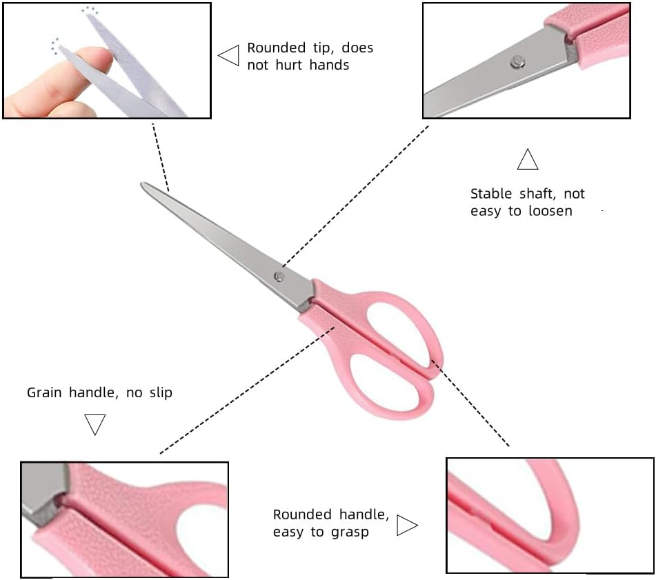 Mini Office Supply Kit, Mini Desktop Office Stationery Includes Stapler, Mini Stapler, Nail Starter, Paper Clips, Dovetail Clips, Tape Cutter, Sticky Notes, Scissors (Pink)