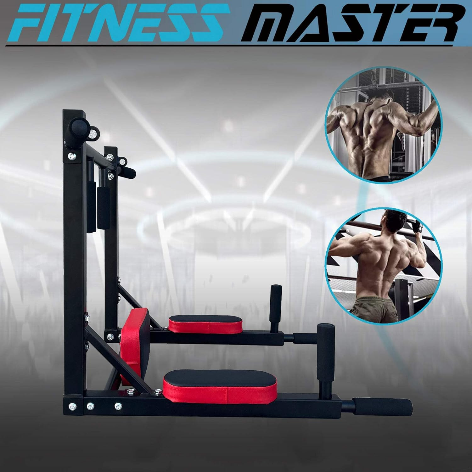 Fitness Master Chin up Bar Power Pull up Wall Mounted Gym Dip Station Equipment image number 1