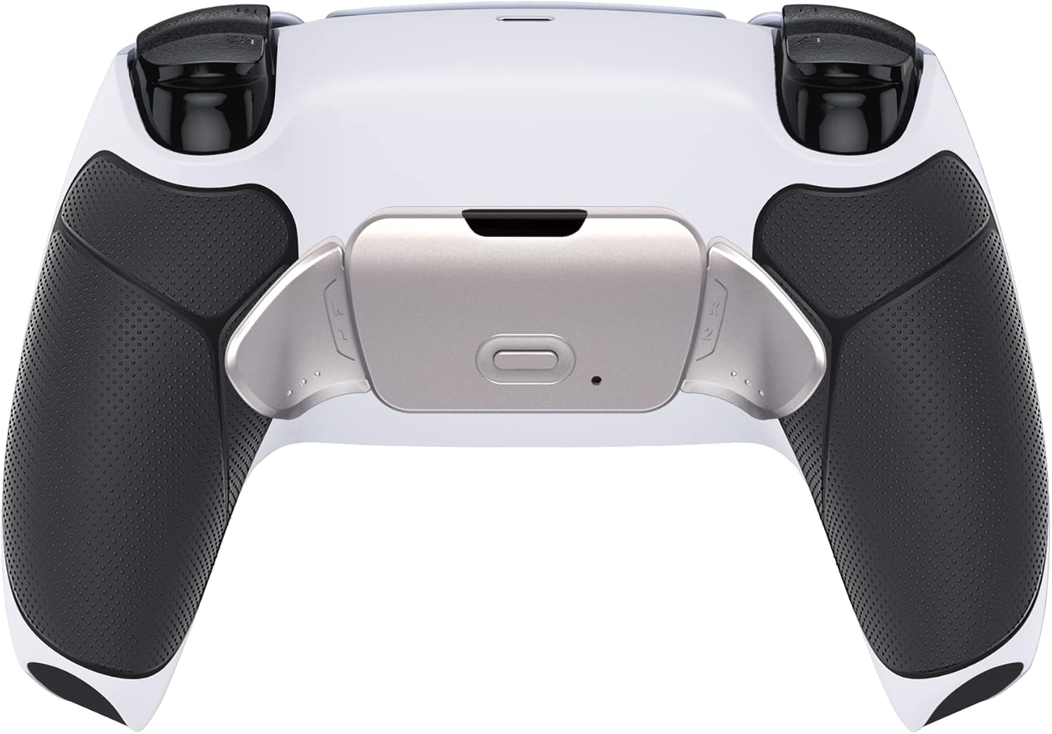 Extremerate Silver Real Metal Buttons RMB Rise V3 Remap Kit for PS5 Controller BDM-030 040 050, Black Rubberized Grip White Bottom Shell Upgraded Programable Back Buttons Set for PS5 Controller - Black Rainbow image number 2