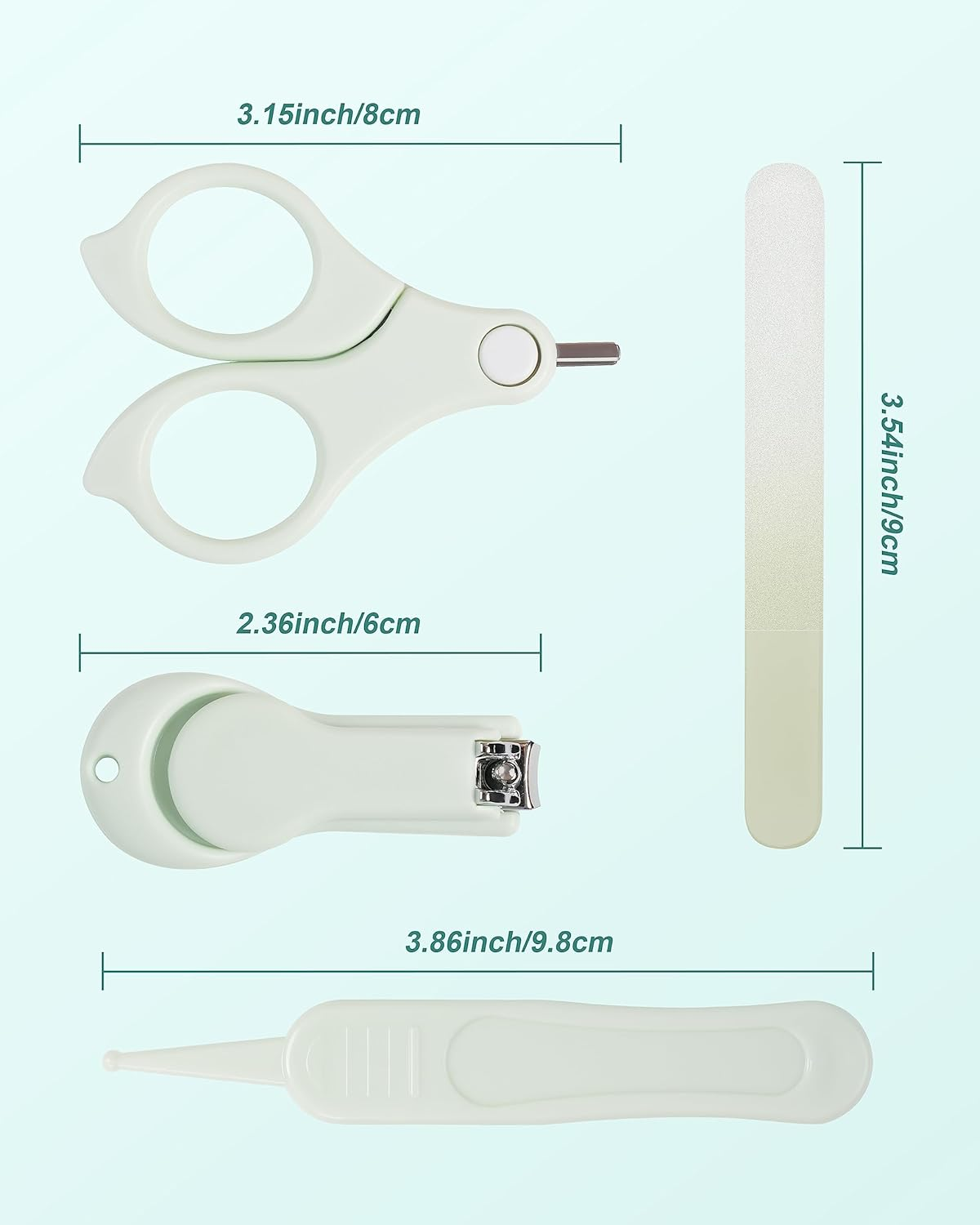 Baby Nail Kit, Baby Manicure Kit and Pedicure Kit,4-In-1 Safe Baby Nail Kit with Cute Owl Shape Case.Baby Nail Clipper, Scissor, Baby Nail File & Tweezer for Newborn, Infant & Toddler(Green) image number 4