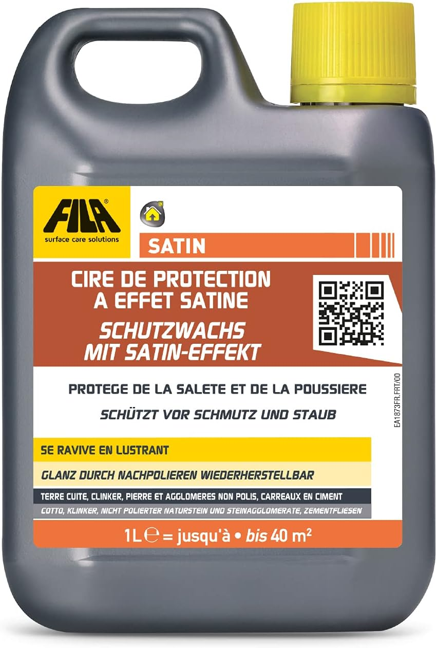 FILA Surface Care Solutions, Satin, Protective Wax with Satin Effect for Polished Natural Stones, Stoneware, Red, Clinker, 1 Litre image number 4