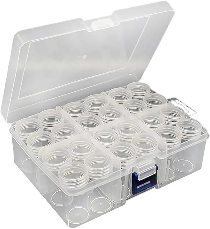 AIMALL Clear Plastic Storage Box with 24 or 60 round Bottles for Beads Jewellery Parts Nail Art Seeds Electronic Components Organiser Case image number 6