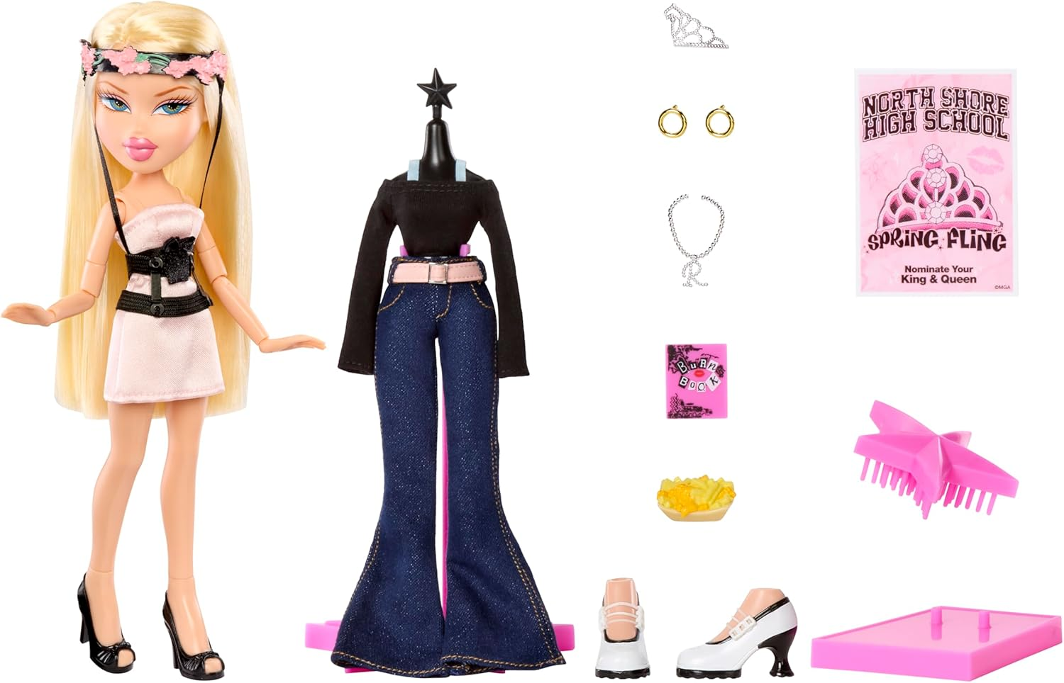 Bratz X Mean Girls Spring Fling Doll Regina &ndash; Collectable Fashion Doll with 2 Outfits, Pink Satin Dress, and Movie-Inspired Accessories image number 3