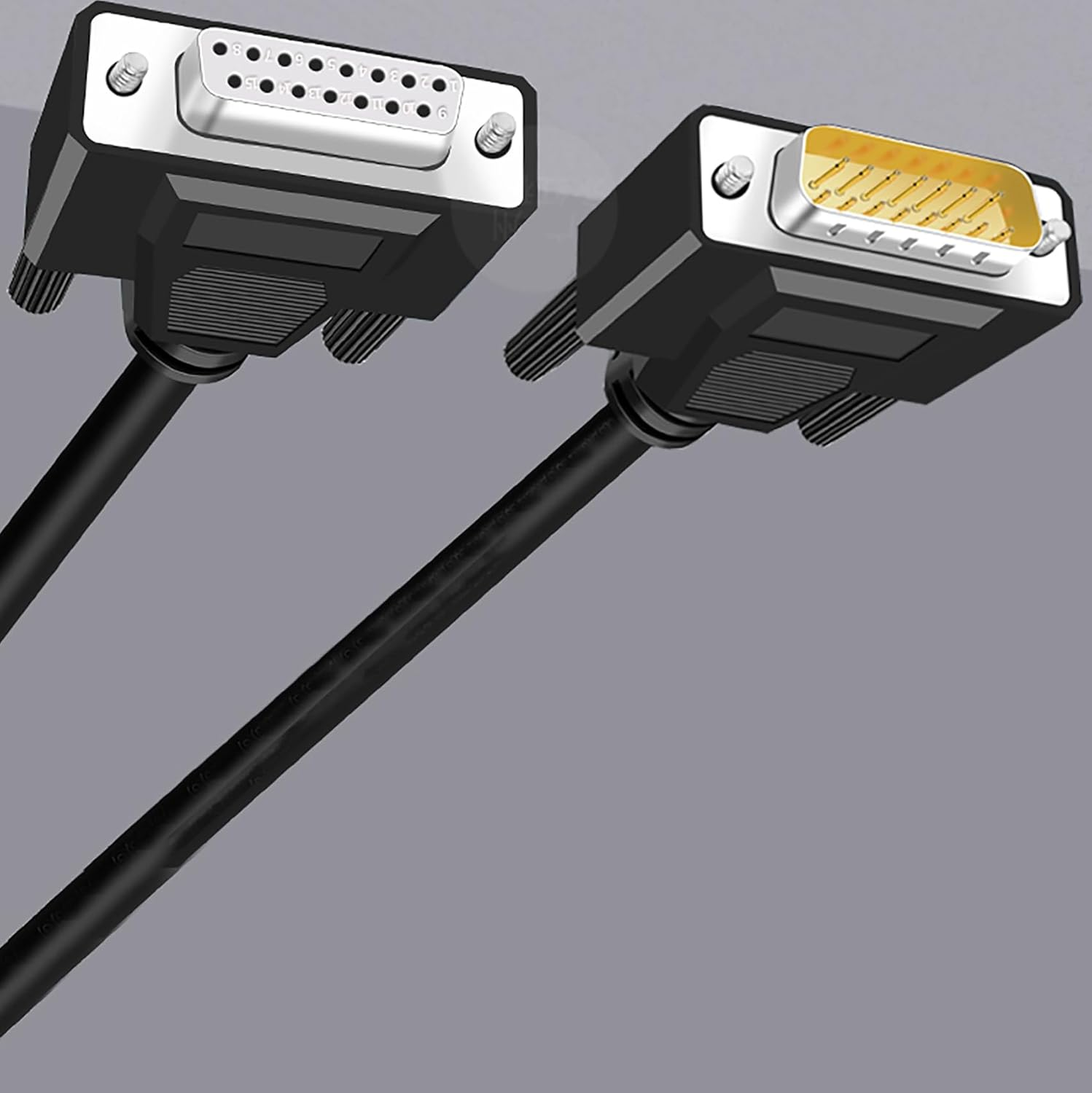 Tunghey DB15 Cabel Male to Female Double Shielded,Db 15 Extension Cable Black, 26Awg Tinned Copper D-SUB 15 Pin Straight through Cord for C-NC, U-PS, PL-C, Ser-Vo Driver. (0.5M) image number 1