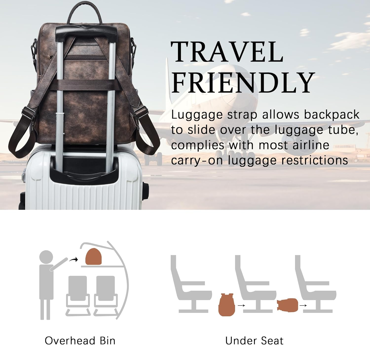 Shrrie Vegan Leather Laptop Backpack for Women 15.6 Inch Work Backpack Fashion Travel Backpack Purse for Business College - Nubuck Brown image number 4