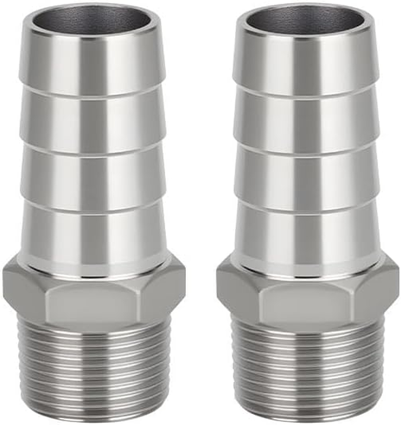 Hose Barb Fitting 2Pcs Stainless Steel Male Thread Coupling Fitting Tail Connector Adapter for Water, Gasand Fuel image number 3