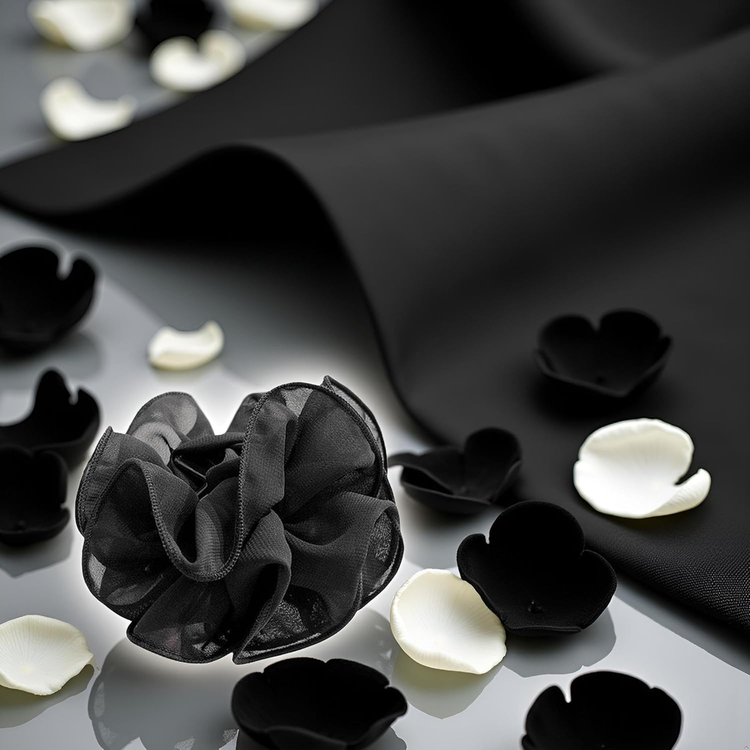 1Pc Black Large Chiffon Claw,Clip Hair Bow Large Size Fabric Ribbon Flower Rose for Women Clamps Accessories Clips,Jaw Claw Hair Clips Hair Accessories image number 4