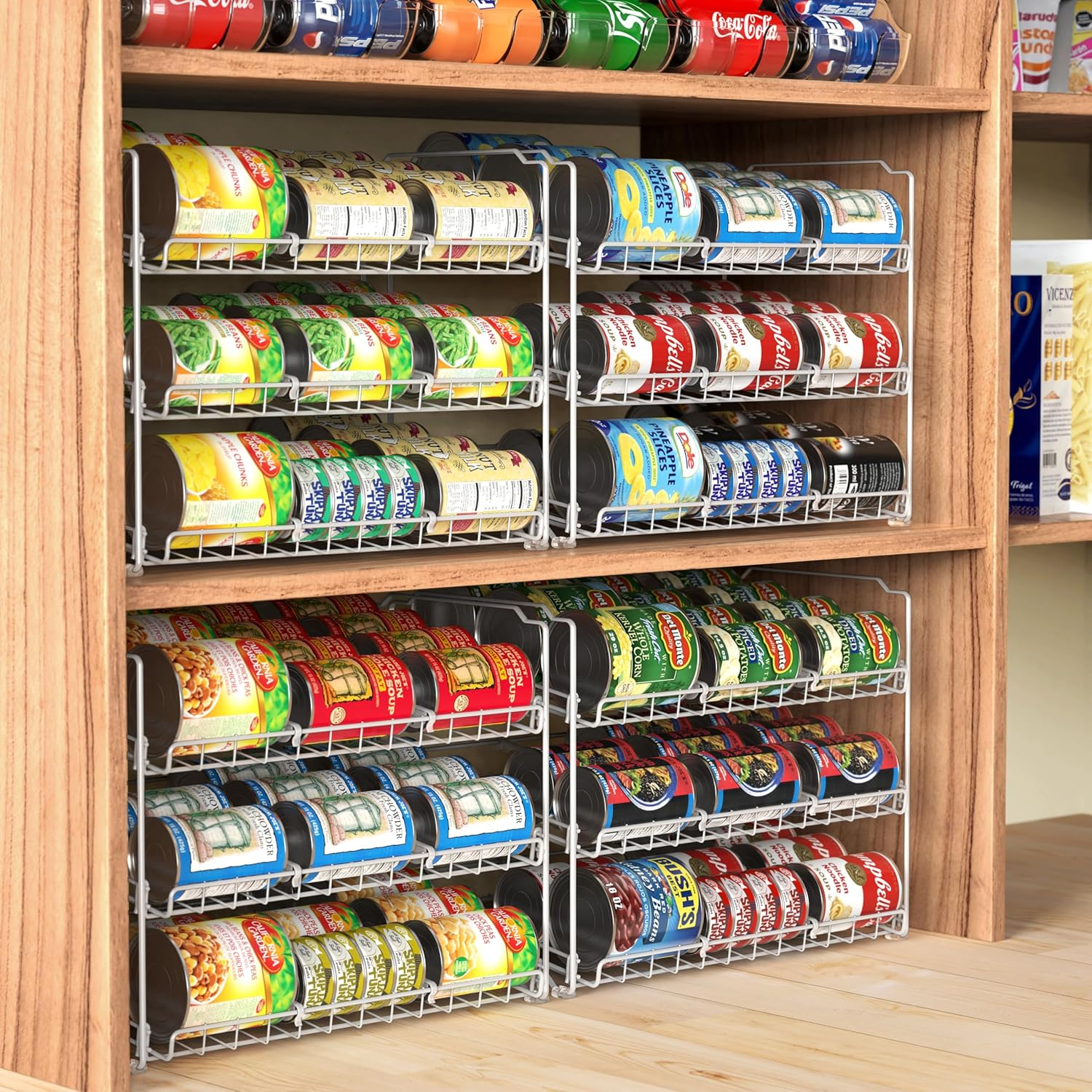 Simple Houseware Stackable 3 Tier Can Rack Organiser for Kitchen and Pantry Organization, White image number 4