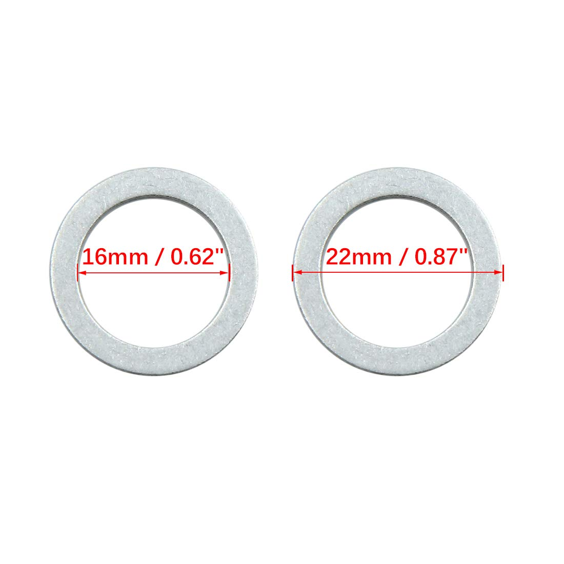 X AUTOHAUX 10Pcs Engine Oil Crush Washers Drain Plug Gaskets 16Mm ID. 22Mm OD. Aluminum Alloy for Car image number 1