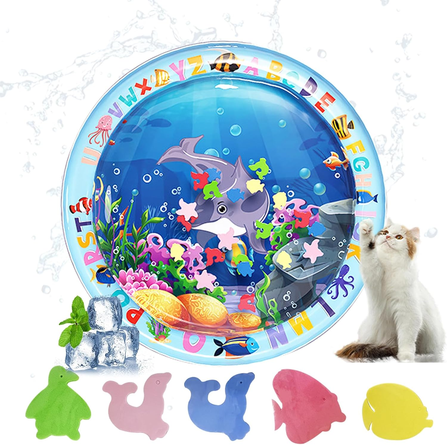 BSITSSS Water Sensory Mat Cat for Pets, Water Sensor Play Mat for Cats Dogs, Thickened Sensory Water Play Mat for Cats, Cool Sensory Water Mat for Cats, Comfort Water Sensory Play Mat Inflatable image number 5