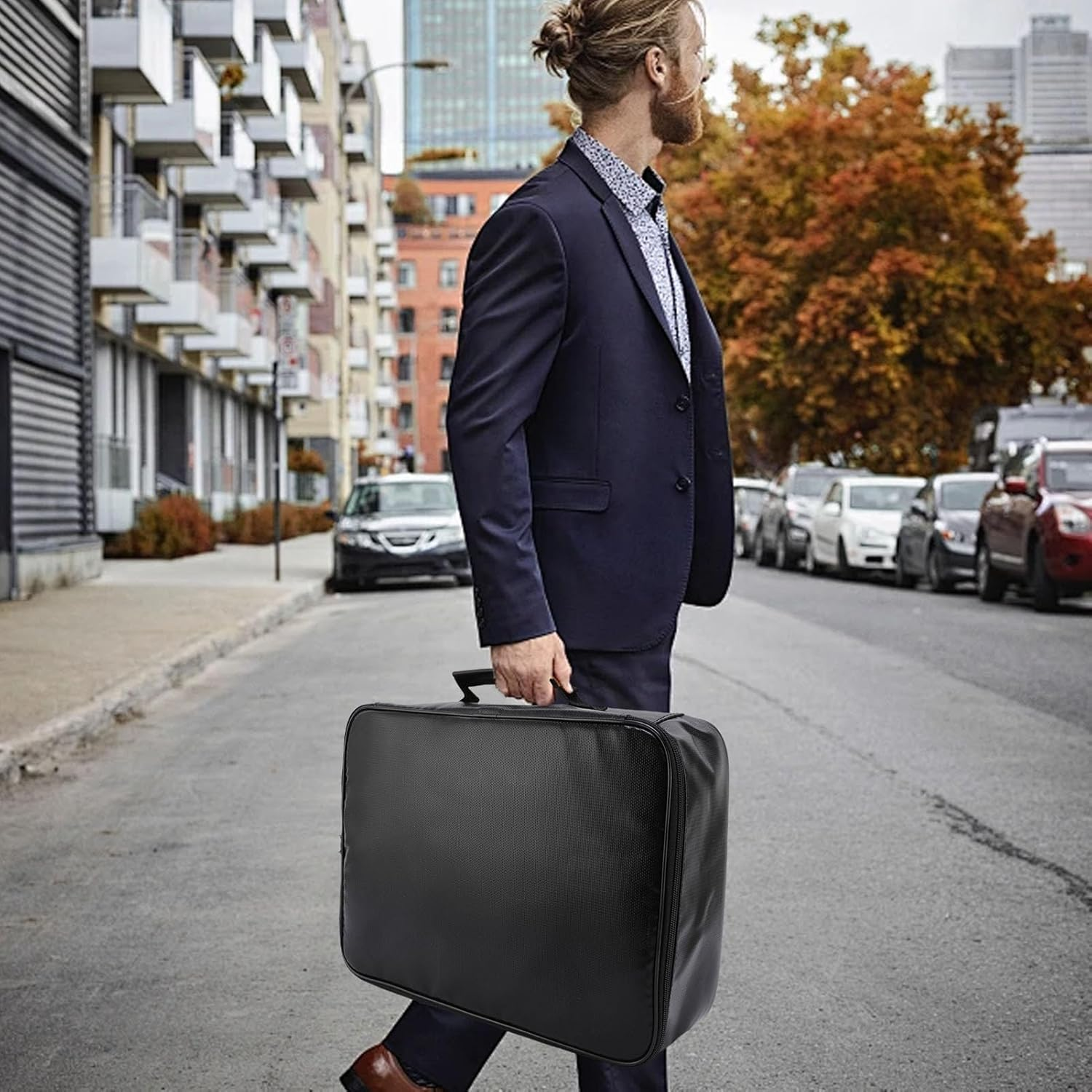 Nurnesy Fireproof Document Bag, Fireproof File Storage Bag, Fireproof Document Organizer with 3 Digit Combination Lock for Passports, Money,