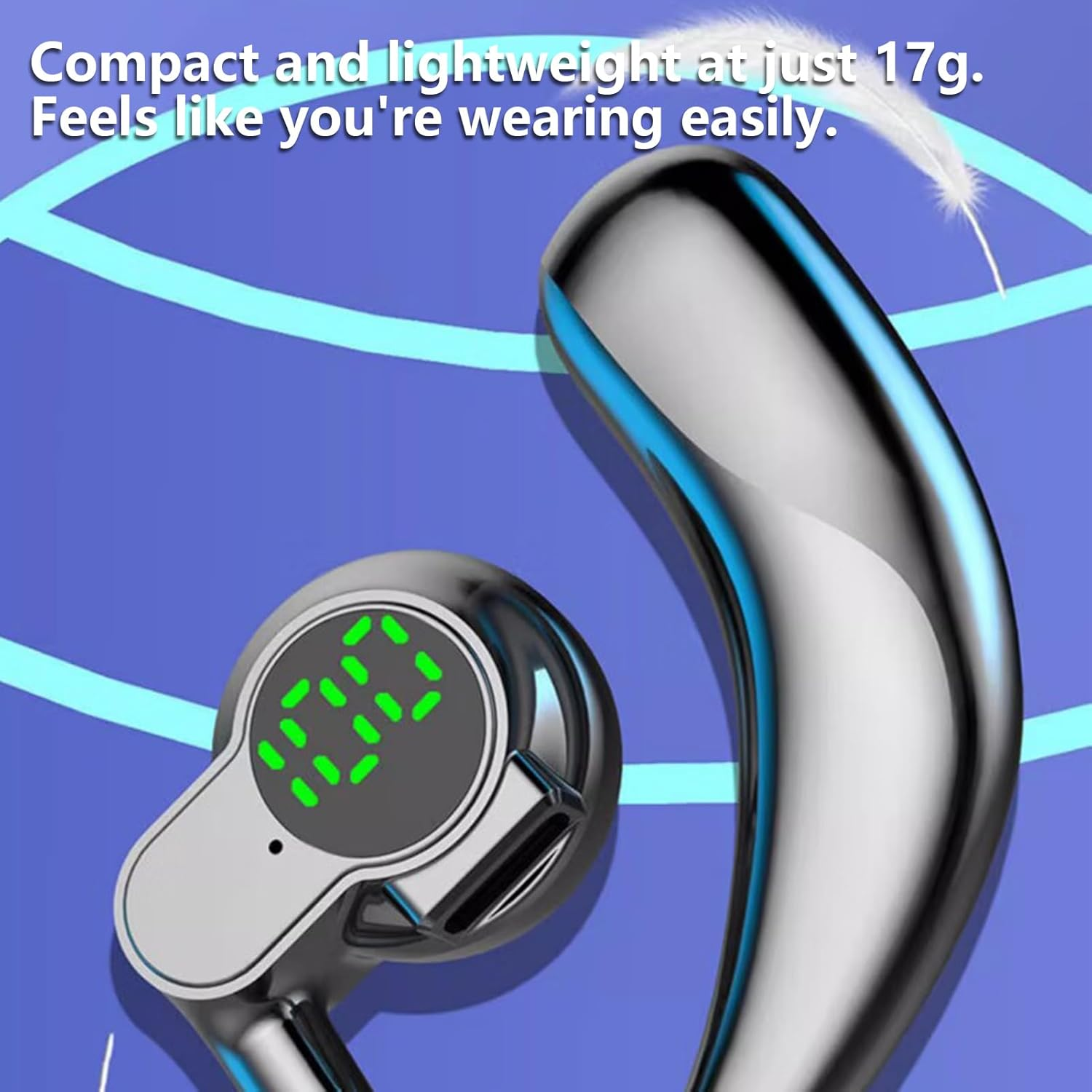 Fizepgo around the Ear Wireless Earbuds - Wireless Phone Earbuds | Headset with Digital Display for Outdoor Study Workout Play Game Gym Swimming Phone Calls Music image number 5