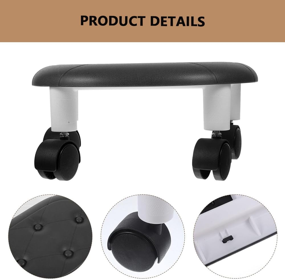 Mini Rolling Stool with Wheels &ndash; 360&deg; Swivel Low Stool, Portable Faux Leather Seat for Home, Garage, Workshop, Shoe Bench, Black image number 2