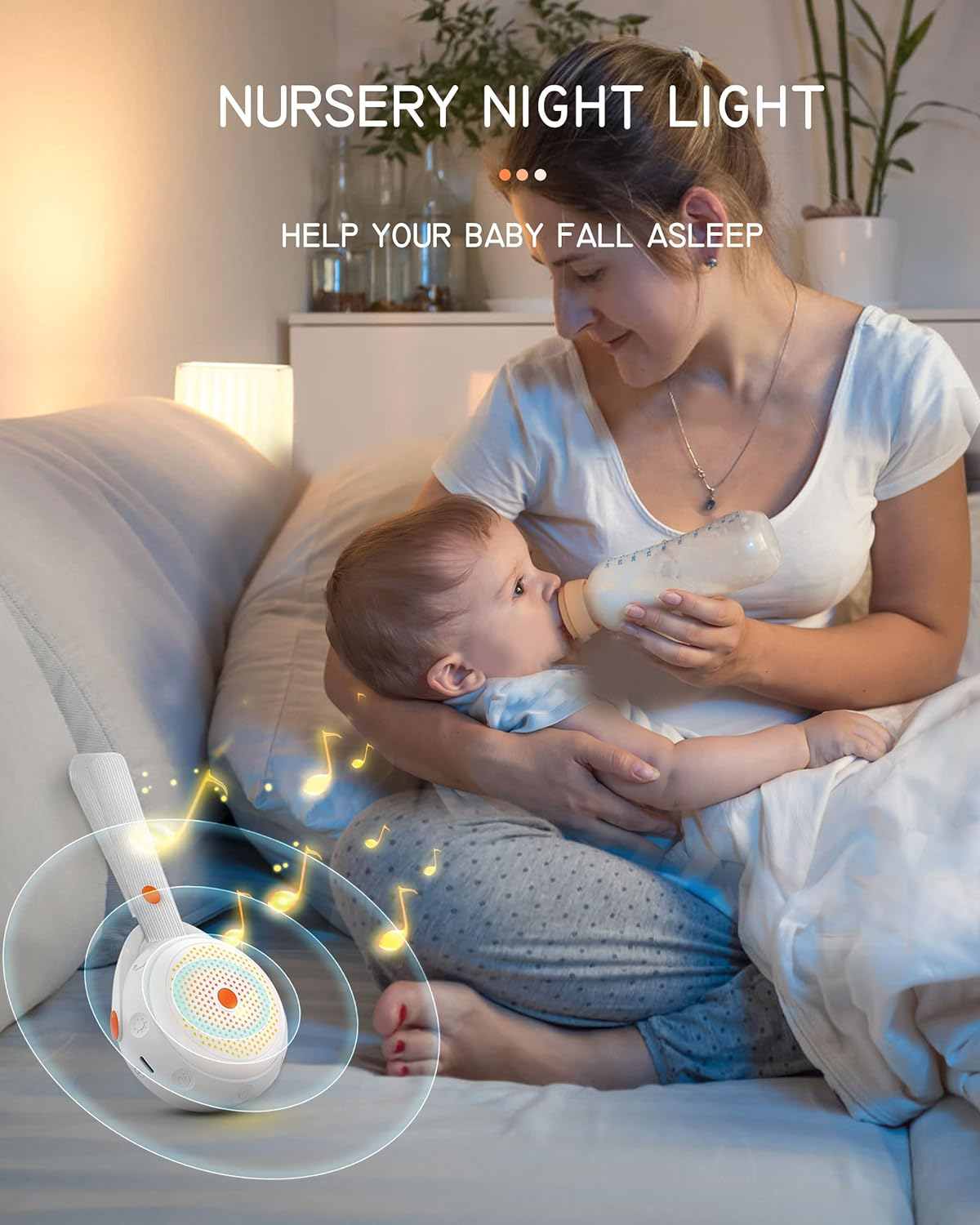 Elesories S2 White Noise Machine, Portable Sound Machine for Babies,12 Soothing Sounds, Adjustable LED Light, Child Lock, Wireless Speaker, up to 72 Hours Battery Life-Soothing Baby, Better Sleep image number 1