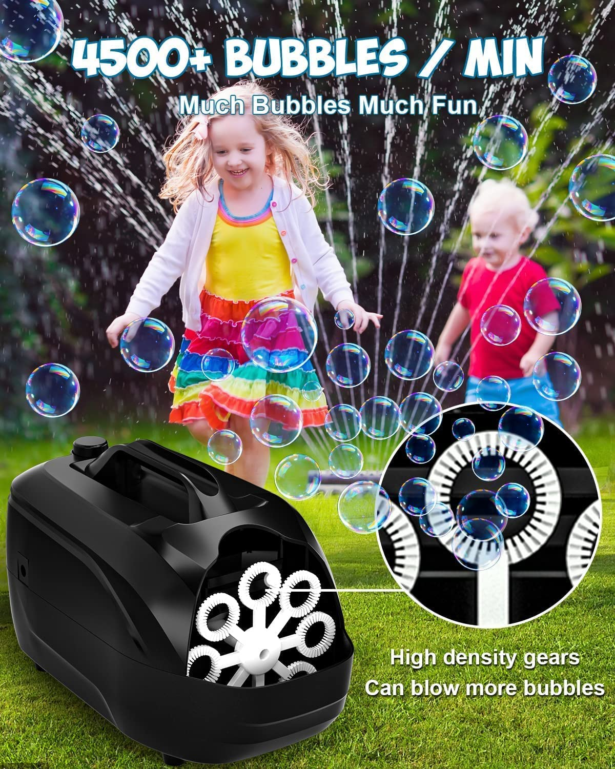 Bubble Machine - 4000+ Bubbles/Min Automatic Bubble Blower - Mini Bubble Machine for Toddlers 1-3 & Kids - Portable Professional Bubble Maker - Bubble Toys for Indoor and Outdoor
