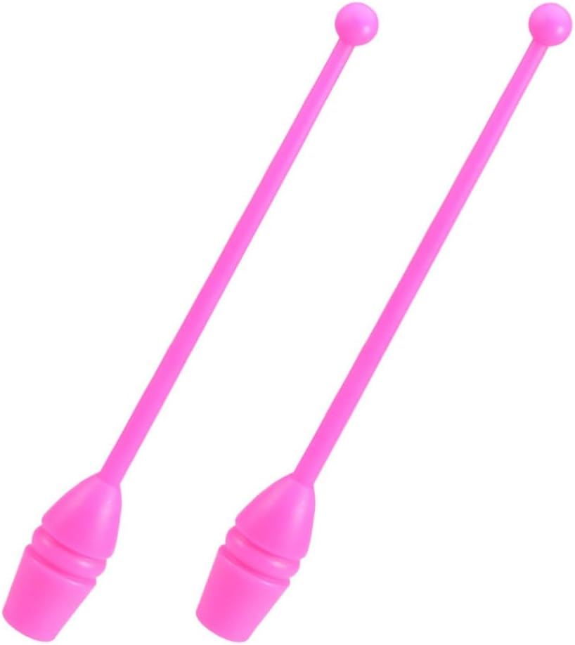 Milisten 1Pair Colored Artistic Gymnastics Stick Adult Boy Girl Dance Sticks for Rhythmic Gymnastics Performing Training and Fitness Activities Pink image number 1