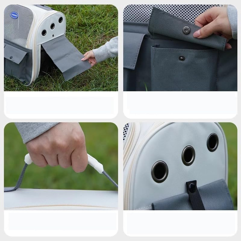 Portable Pet Carrier Backpack for Cats, Dogs and Small Animals up to 20Lbs L Ventilated Mesh Design L Airline-Approved L Ideal for Travel, Hiking, Camping (Grey)