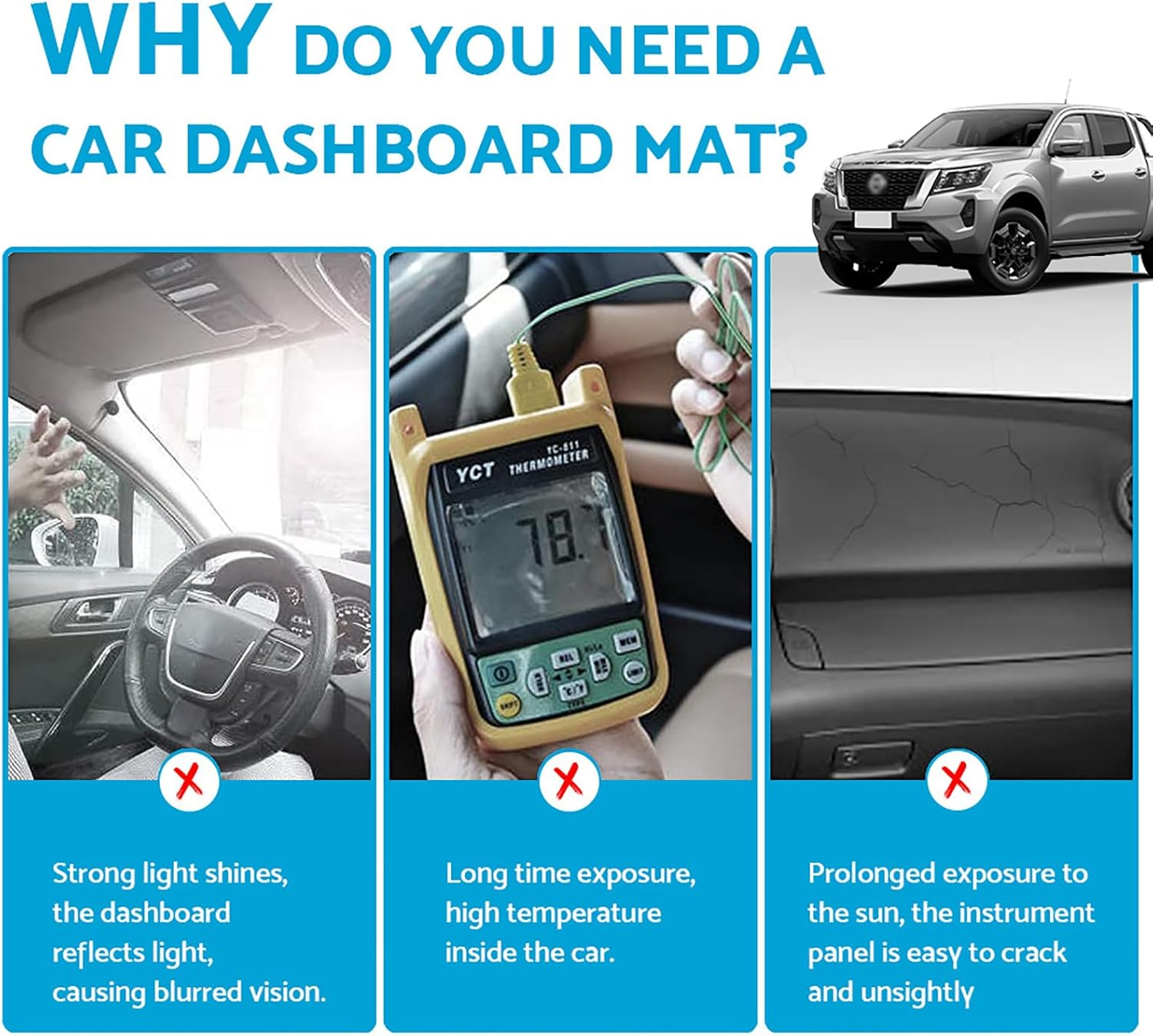 MAX COOL Non-Slip Dash Mat Suitable for Hyundai Ix35 2010-2015 Dashboard Cover Black