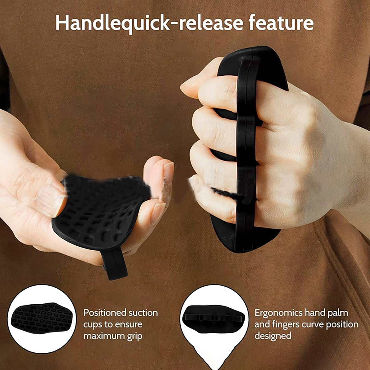 Fitness Grip Trainer, Non-Slip Fingerless Glove Set, Lifting Grip Power Strap Adjustable Pullers Strength Training Equipment Portable Storage Box for Pull-Ups/Hard Pulls/Bench Presses image number 5