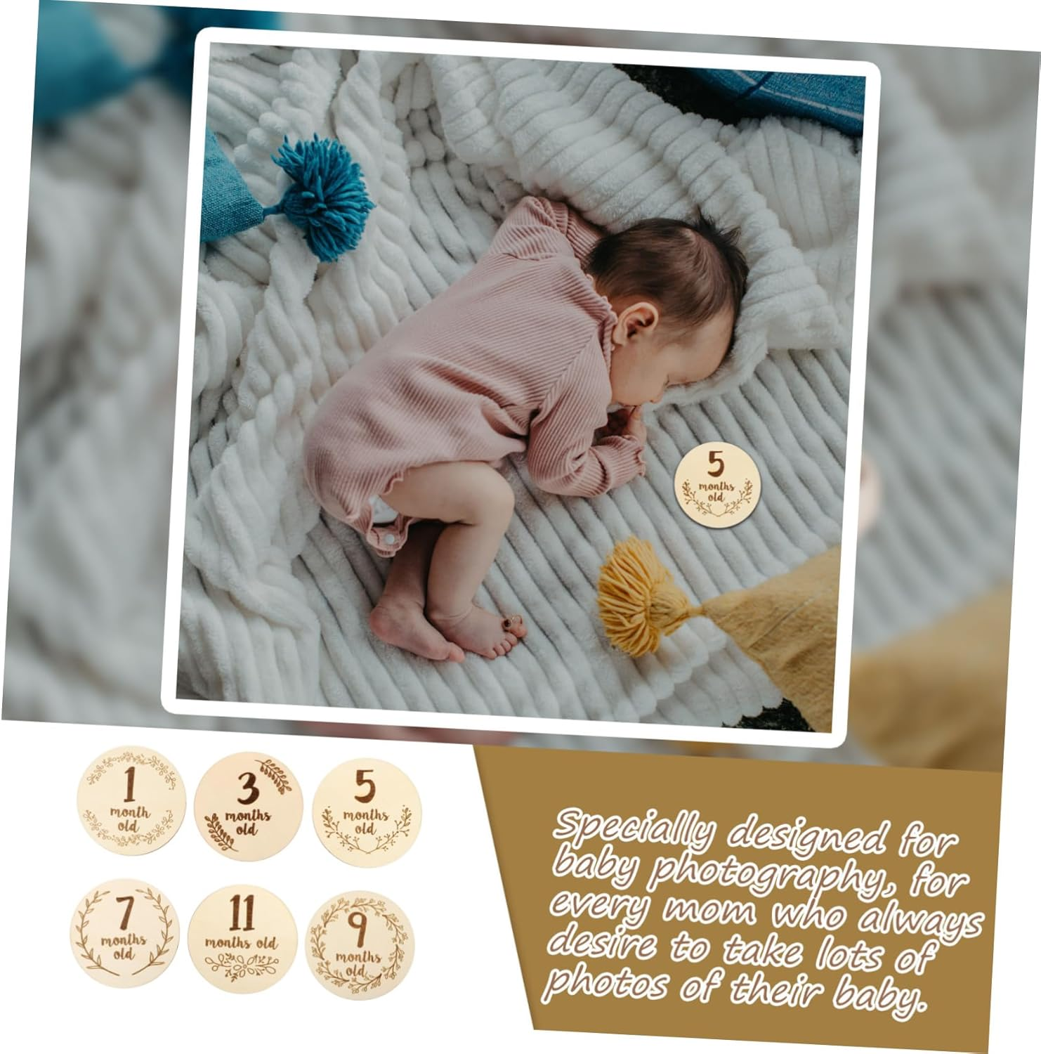 6Pcs Double-Sided Milestone Cards for Boy Girl Growth Milestones Photo Props for Newborn Commemoration image number 3