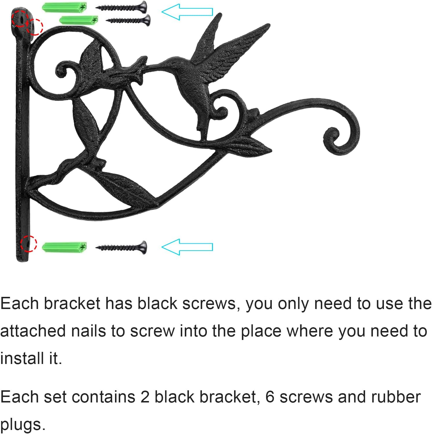 Mrmrkura 10 Inch Hanging Plant Bracket, Outdoor Plant Hangers Metal Heavy Duty Wall Hooks for Hanging Baskets/Bird Feeder/Lanterns/Wind Chimes (1) image number 2