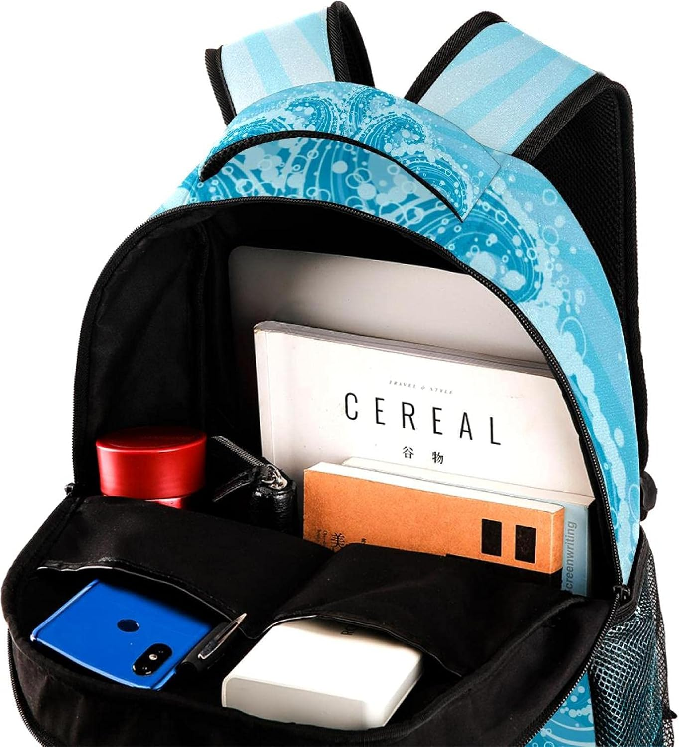 Blue Dream Wave Backpack Students Shoulder Bags Travel Bag College School Tote Backpacks image number 2