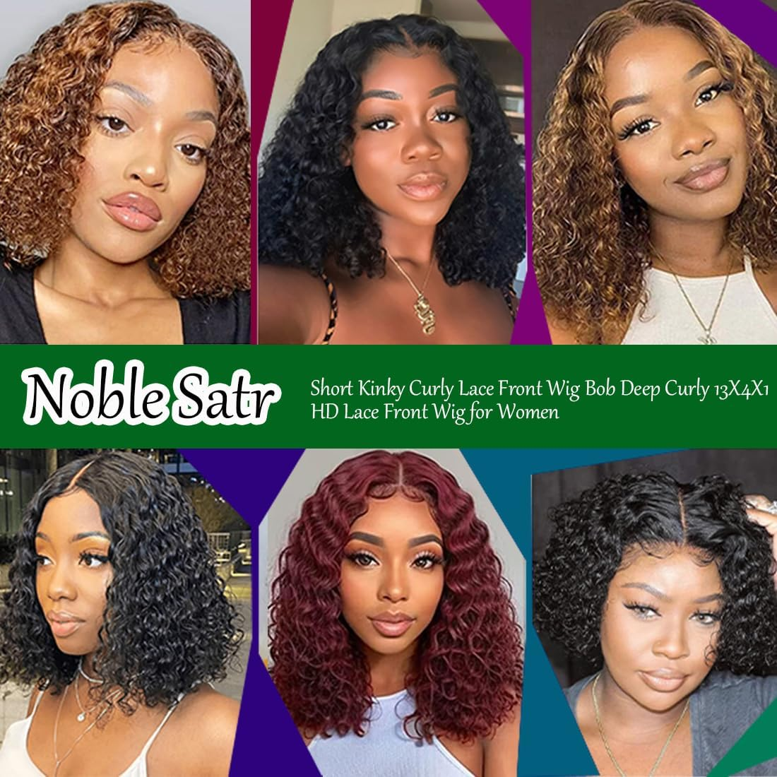 Short Kinky Curly Lace Front Wig, 8 Inch Bob Deep Curly, 13 X 4 X 1 HD Lace Front Wig for Women, Brazilian Virgin Human Hair Wigs with Fringe, Natural Looking image number 5