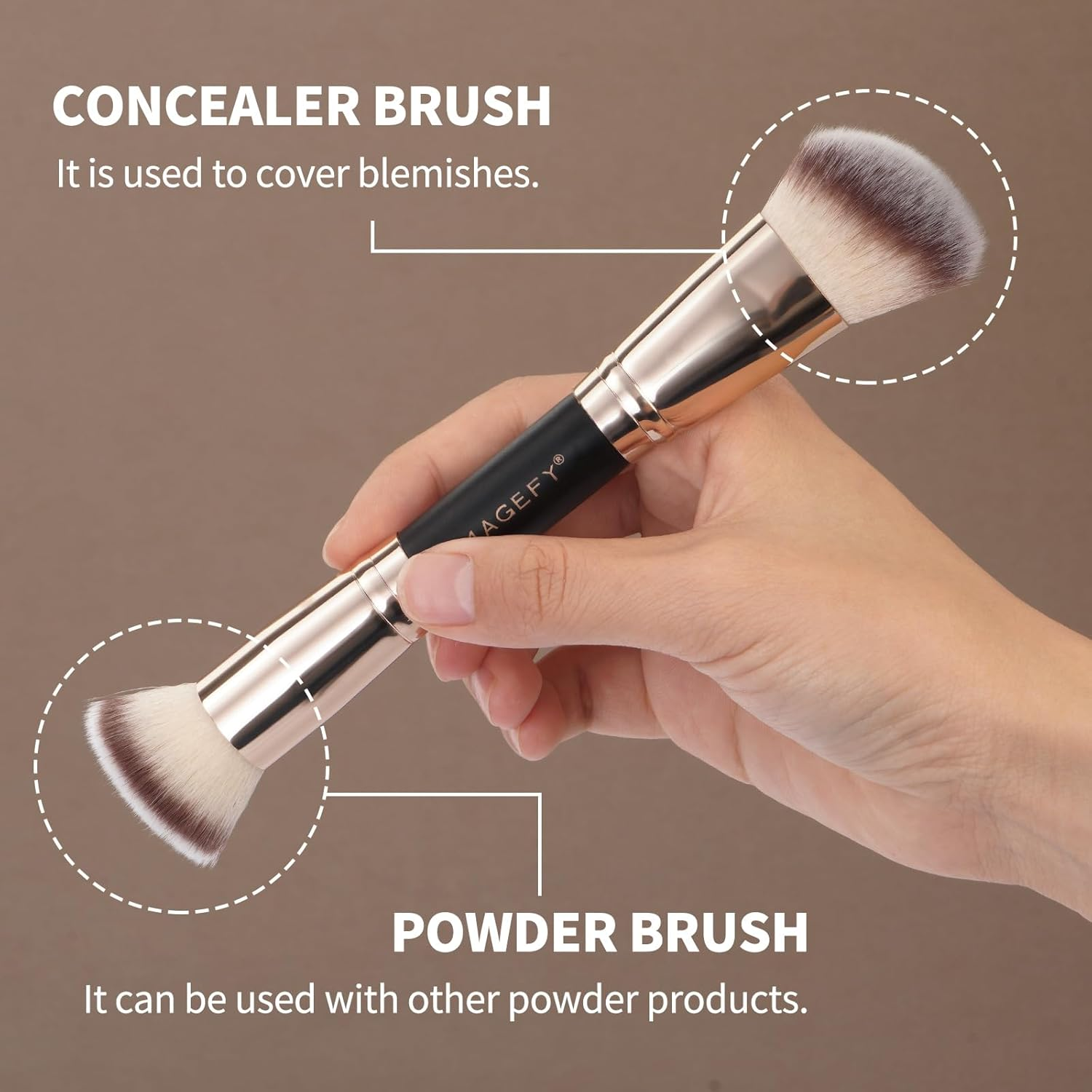 MAGEFY 2PCS Makeup Brushes Set Foundation Make up Brush for Use with Cream, Powder, Liquid Foundation Synthetic Cosmetic Tools Brushes Set Double Ended Makeup Brushes image number 4