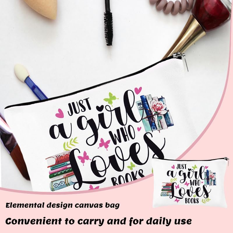 Book Lovers Gifts Makeup Bag Bookworm Bookish Women Christmas Birthday Gifts for Reader Book Lover Girls Inspirational Gift Librarians Just a Girl Who Loves Books Cosmetic Bags image number 2