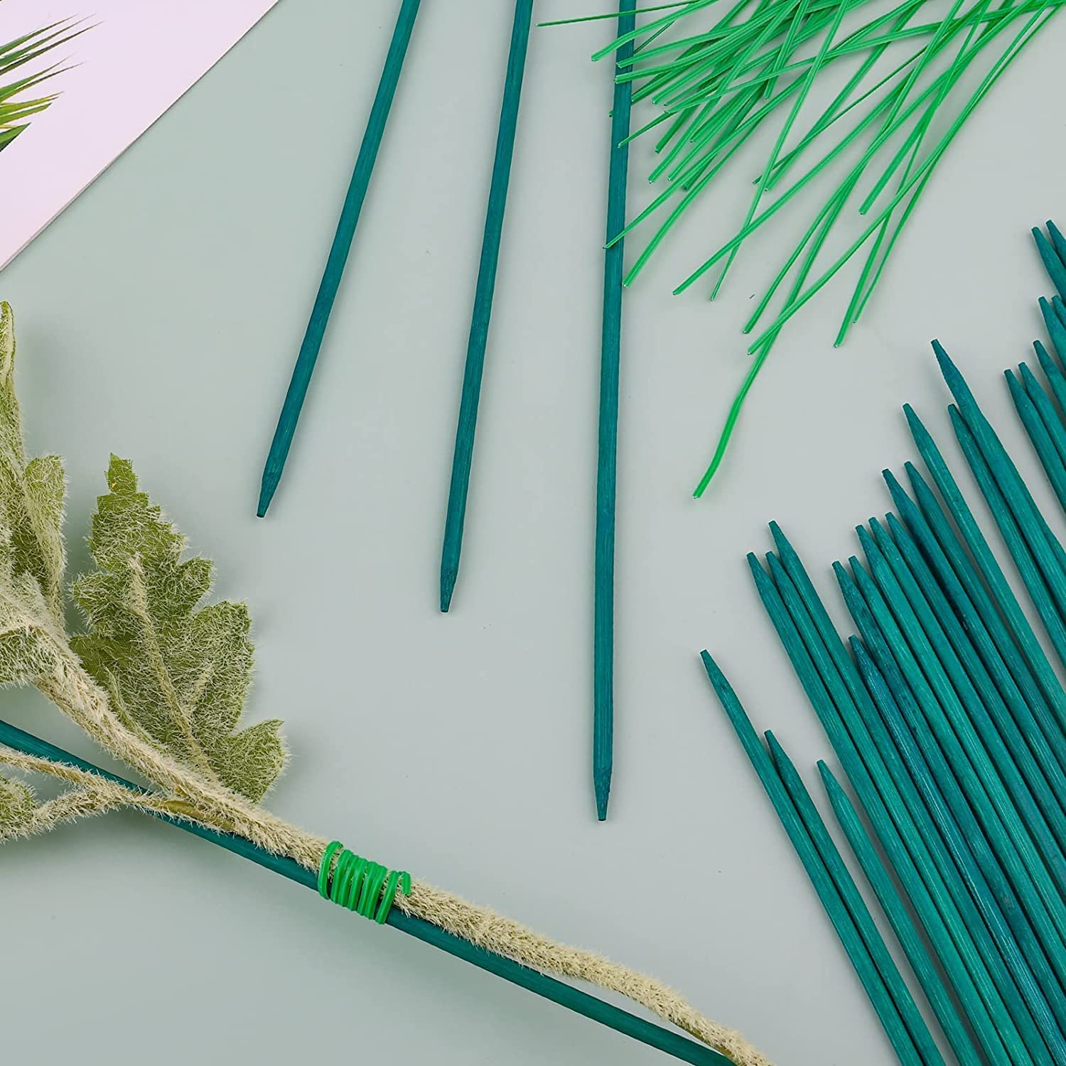 THJOPOKEEL 100Pcs Garden Wood Plant Stakes, Green Bamboo Sticks, 15.7In Long, 40Cm, Straight Wood, Easy to Insert, Smooth Surface, Thicker and Stronger image number 3