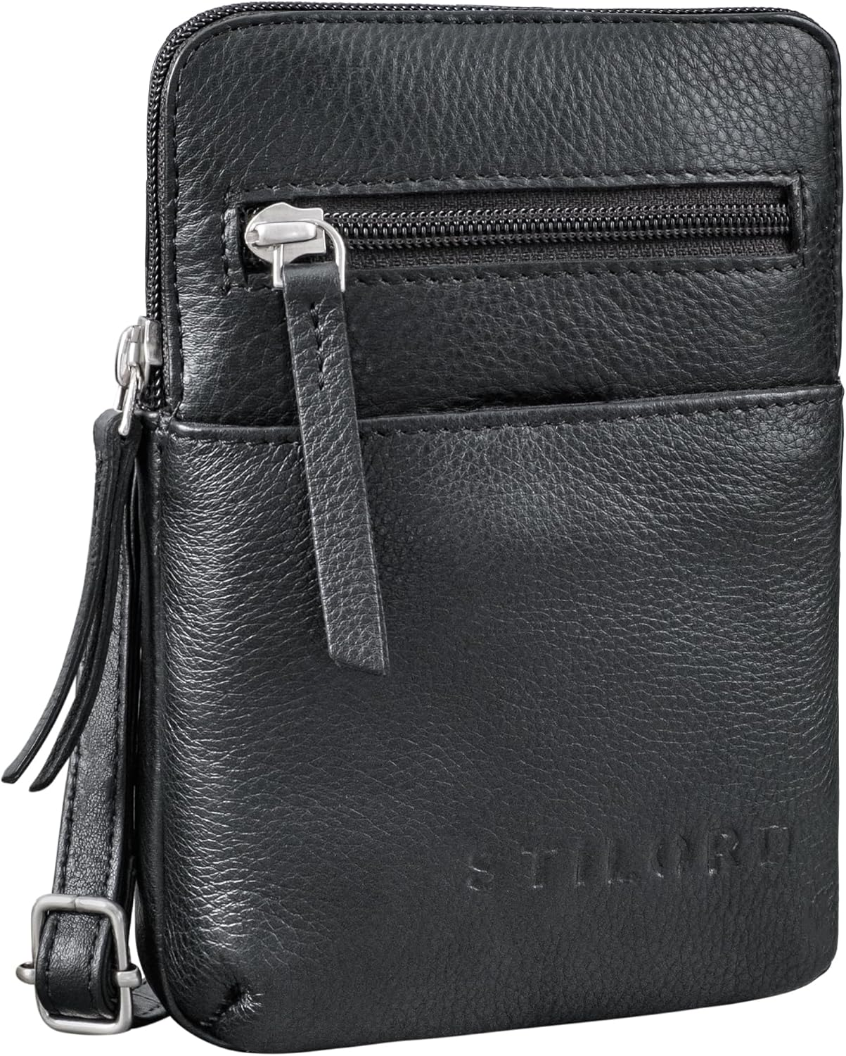 STILORD 'Indie' Neck Pouch for Men and Women, Small, Vintage Festival Bag, Genuine Leather Chest Pocket, Small Mobile Phone Case Made of Real Leather