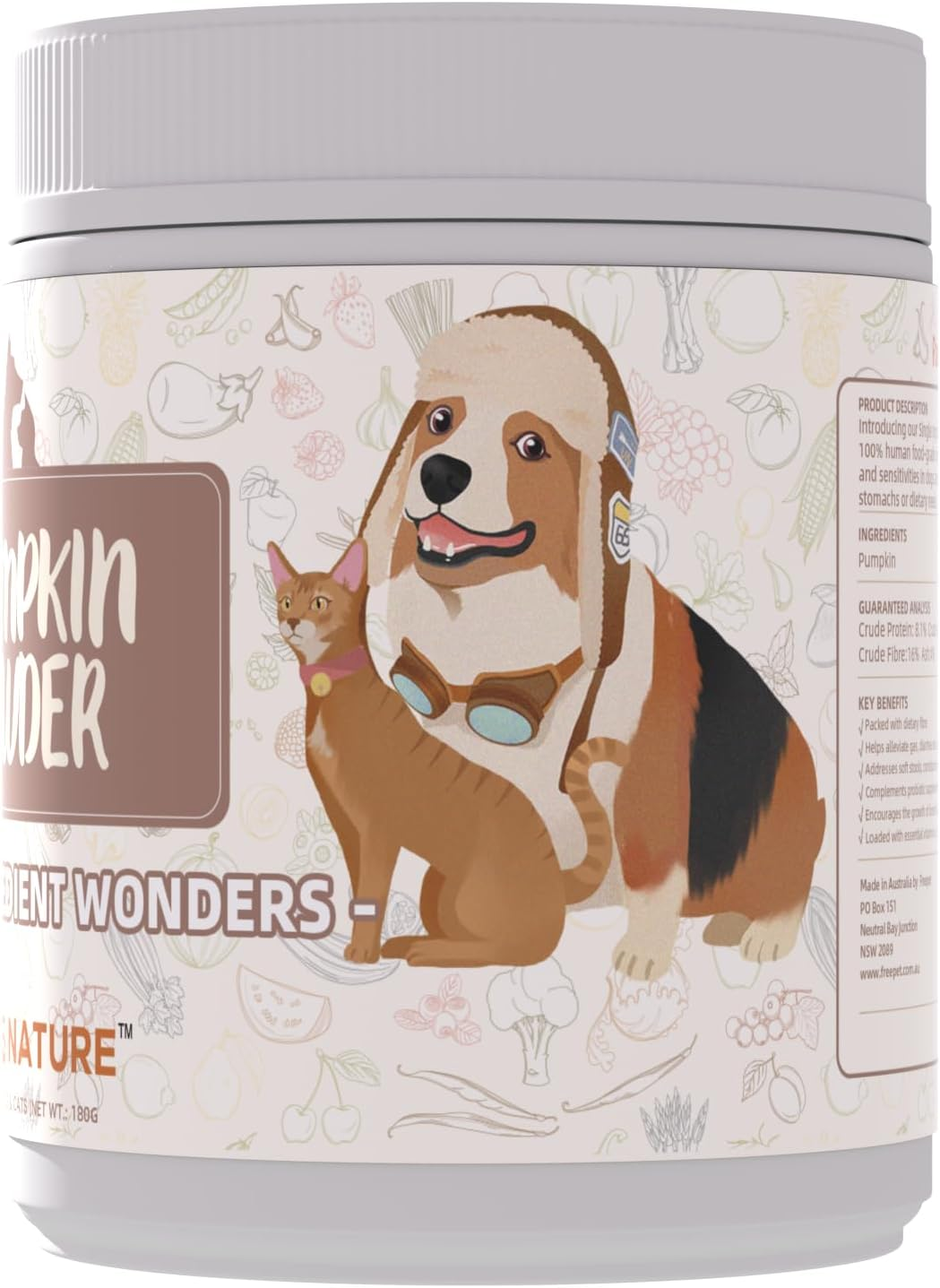 Mio'S Nature Pumpkin Powder 180G - Alleviate Gas, Diarrhea and Upset Stomach - Addresses Soft Stools, Constipation - for Dogs and Cats