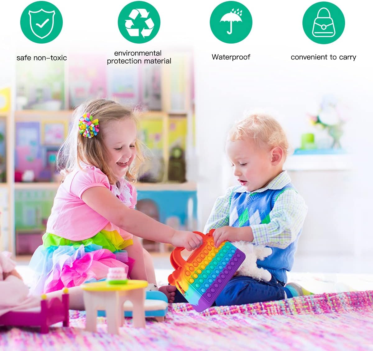 AWINNER Push Bubble Fidget Pop Handbags,Shoulder Bag for Girls and Women Relief Stress Sensory Toy image number 5