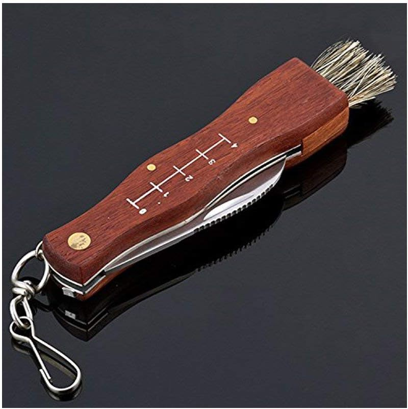 Run-Snail Mushroom Knife, Fungus Knife, Folding Camping Hunting Truffles Harvest Sharp Knives Natural Wood Handle Pocket Knife W/Bristle Brush, SS Pruning Blade, Hardwood Handle image number 4