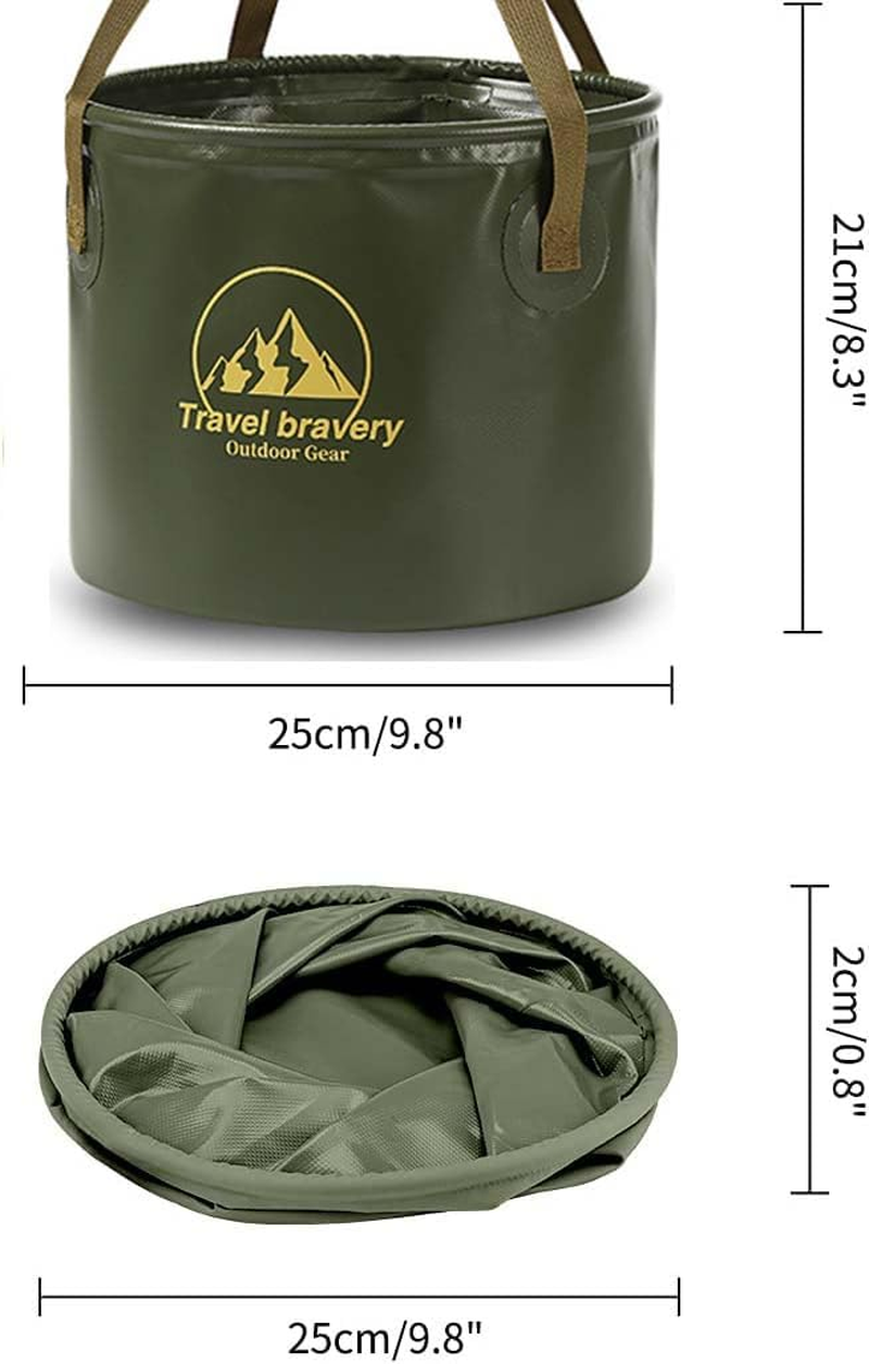 Collapsible Bucket with Handle &ndash; 2.64 Gallon (10L) Folding Water Container for Camping, Fishing, Travel, & Gardening