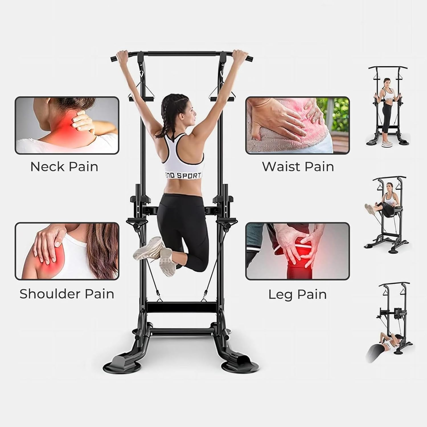 Power Tower, Dip Station Pull up Bar for Home Gym, Adjustable Height Multi Functional Home Strength Training Fitness Exercise Equipment, Simple Installation, Durable Home Fitness image number 6