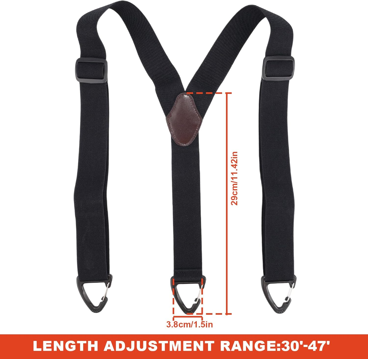 1.5 Inch Y-Back Belt Loop Suspenders, Heavy Duty under Clothing Suspenders with 3 Swivel Hooks Adjustable Elastic Straps for Men & Women image number 3