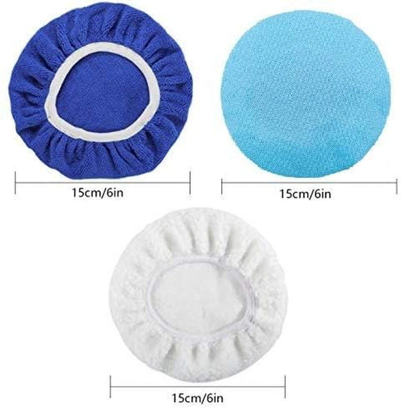 18 Pcs Polishing Bonnet,5-6 Inches Buffing Pads,6 Inch Polishing Pads, Car Buffer Bonnet, Car Wax Cover Kit, 8 Microfiber, 6 Non-Woven, 2 Woolen, 2 Coral Fleece for Orbital Buffer Polisher image number 1