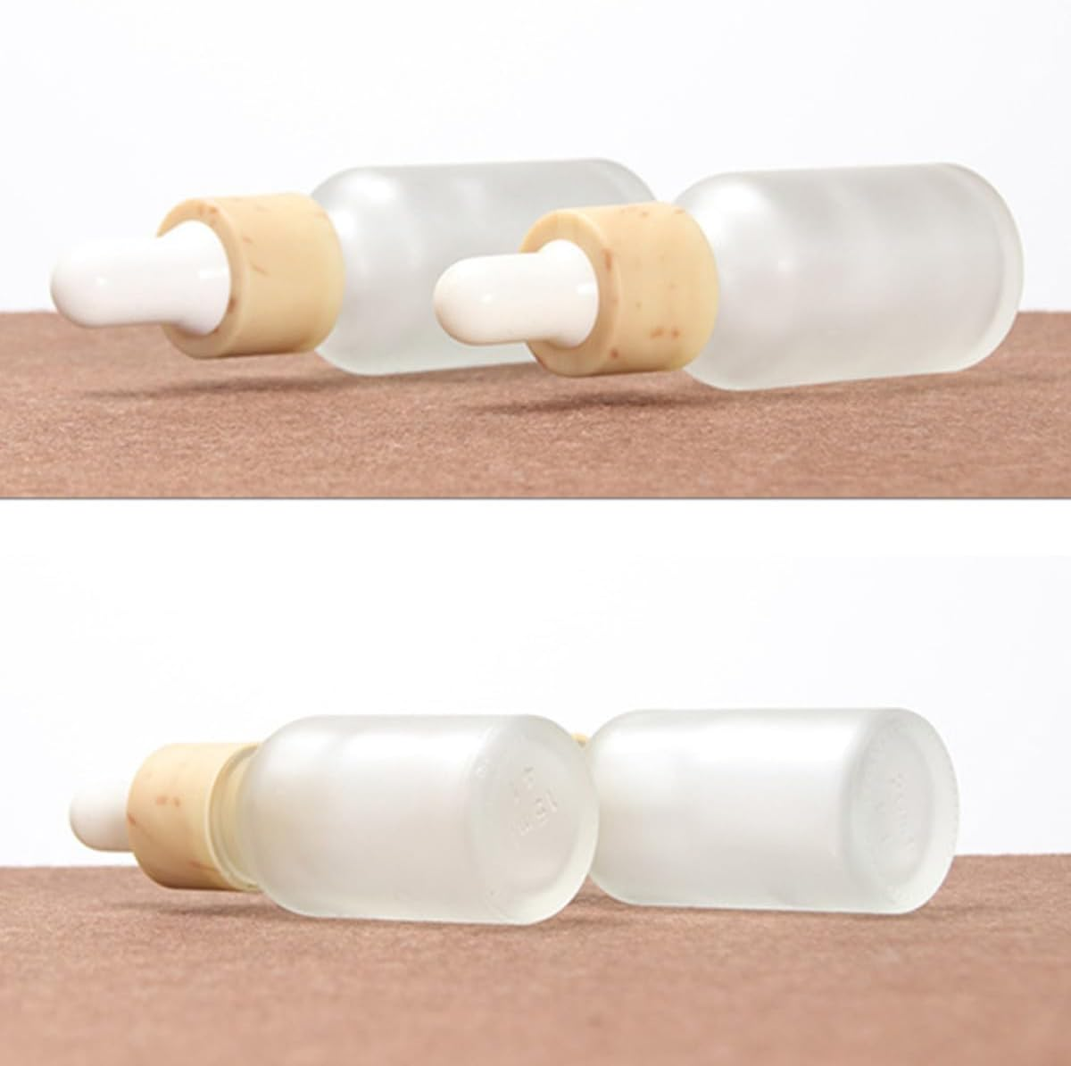 FIXOSHEE 5Pcs 15Ml Frosted Glass Cosmetics Dropper Bottles with Silicone Tops for Hyaluronic Acid and Travel Subpackaging image number 4
