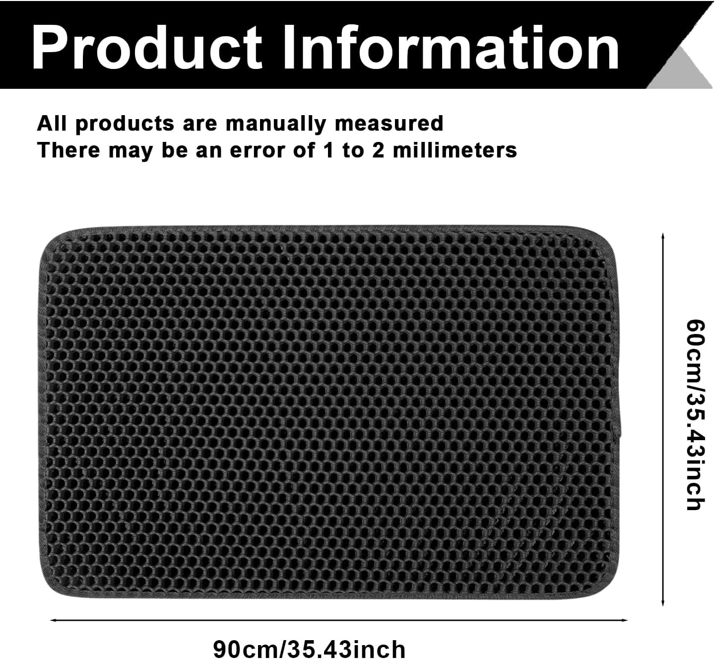 Cat Litter Tray Mat, Cat Mat 90 X 60 Cm, Cat Litter Mat, Waterproof Cat Litter Tray Mat, Double Layer Design, Honeycomb, Cat Litter Tray Mat, Easy to Clean for Cats Dogs image number 3