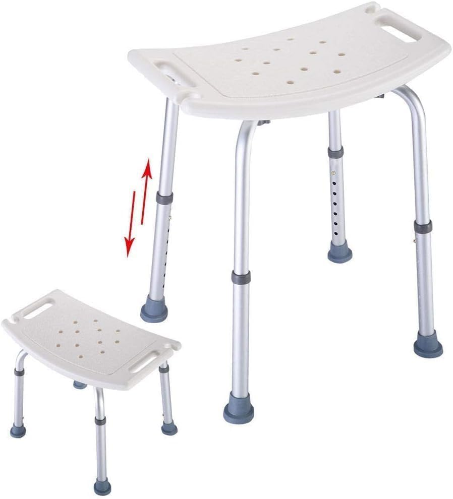 Home Office Shower Chair with Arms Medical Shower Chair Bathroom Transfer Tub Stool for Elderly with Adjustable Seat Anti-Slip Rubber Tips 6 Different Heights Levels Capacity 130Kg White image number 5