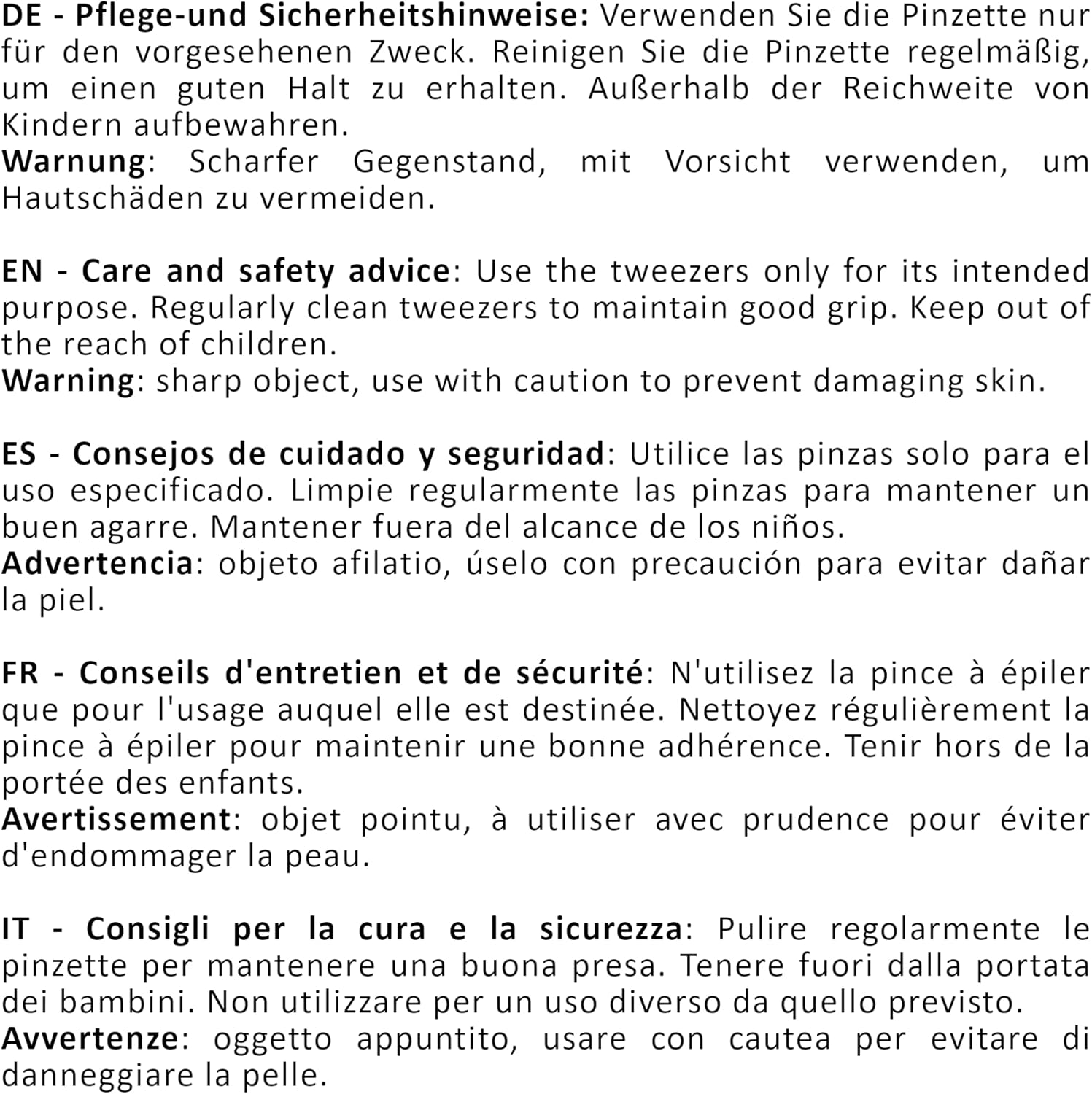 Tenartis Tweezers Stainless Steel Combination Made in Italy