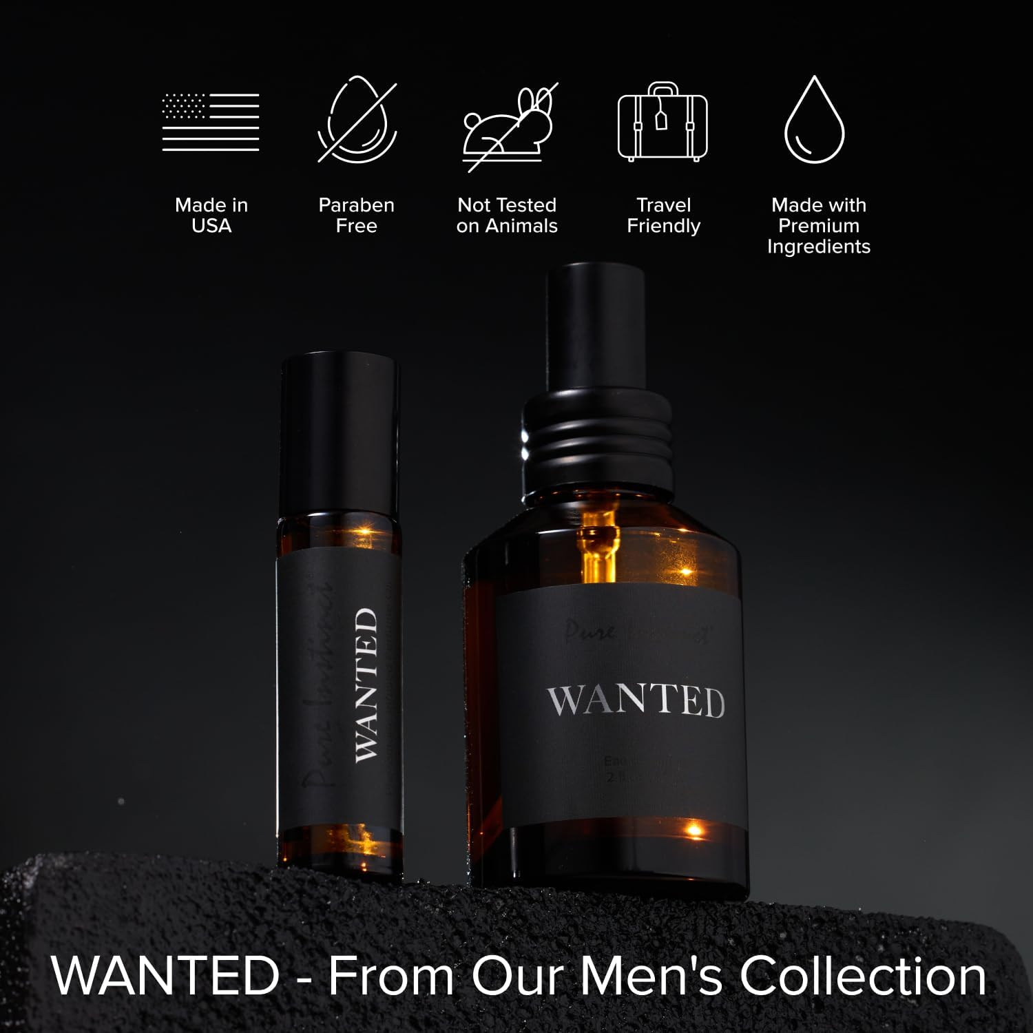 Pure Instinct WANTED the Original Pheromone Infused Essential Oil Roll-On Perfume Cologne - Men'S Collection - 0.34 Fl Oz/10.2Ml TSA Ready image number 2